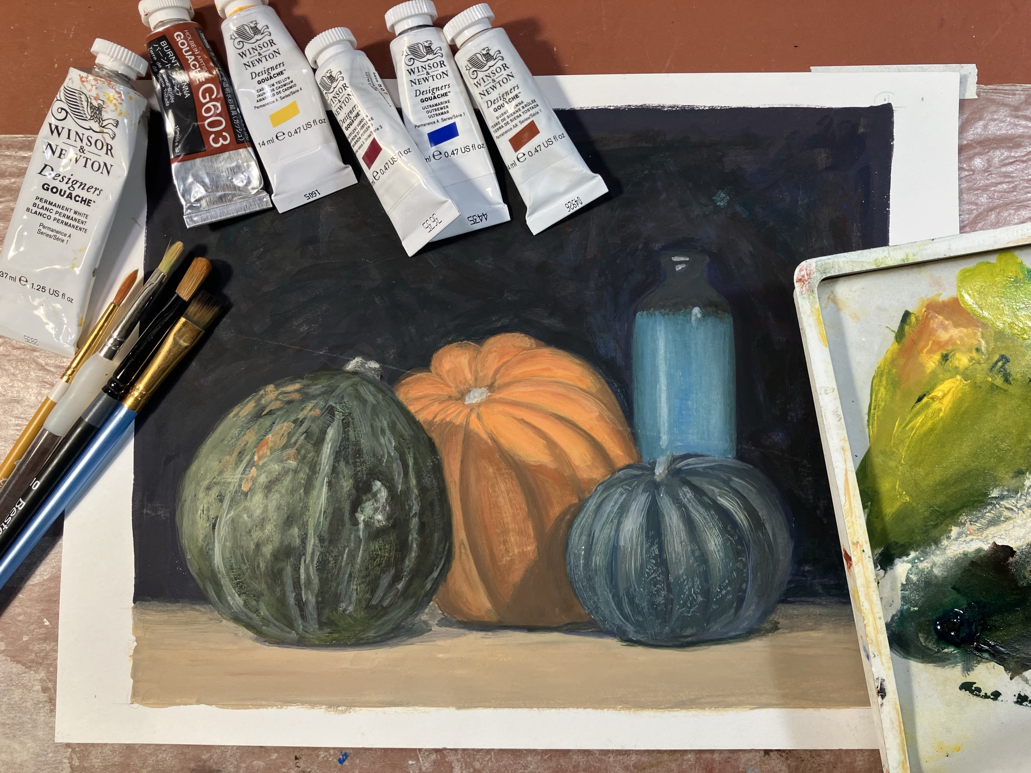 Still Life Painting with Gouache, an 8 week class at the Wallingford, PA Community Arts Center, 1/8/25-2/26/25